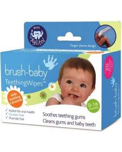 Почистващи кърпички за венци и зъби Brush Baby - 0-16 месеца, 20 броя