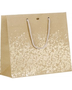 Подаръчна торбичка Giftpack - 25 x 10 x 22 cm, кафяво и златисто