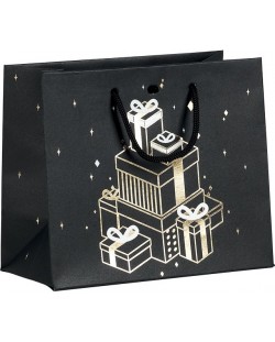 Подаръчна торбичка Giftpack - 35 x 13 x 33 cm, златно и черно