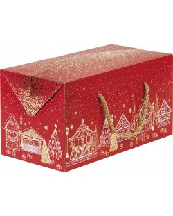 Подаръчна кутия Giftpack - Bonnes Fêtes, червено и златисто, 31.5 x 16 x 16 cm