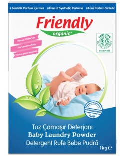 Прах за пране Friendly Organic - За бебешки дрехи, 1 kg 