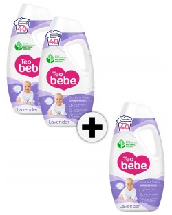 Промо пакет 2+1 Teo Bebe Gentle & Clean - Гел за пране с Лавандула, 1.8 l