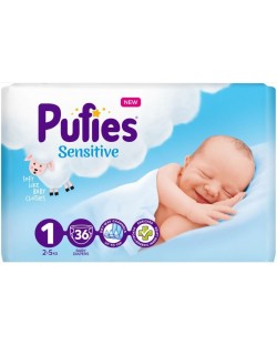 Pufies Sensitive Small Pack, Newborn 1, 36 пелени, 2-5 кг.