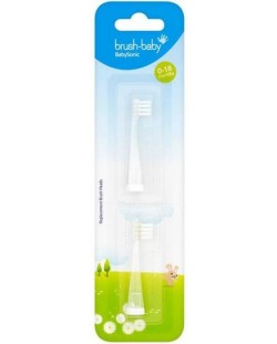 Резервни накрайници за четка за зъби Brush Baby - Sonic, 0-18 месеца, 2 броя