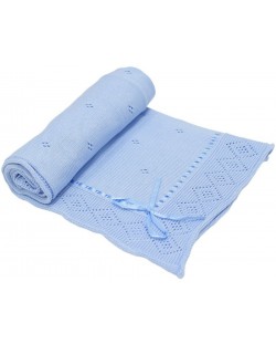 Бебешко одеяло с панделка EKO - Синьо, 80 х 70 cm
