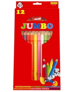 Цветни моливи с острилка Sense – Jumbo, 12 броя