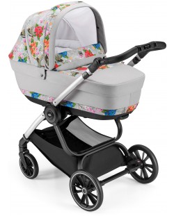 Сет за детска количка Cam - Milano, без шаси, сив с цветя