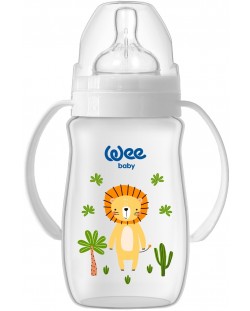 Шише за хранене с дръжки Wee Baby - Safari, PP, 250 ml, лъв