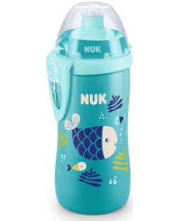 Шише с клапа Nuk Junior Cup - Chameleon, 300 ml,  за момче