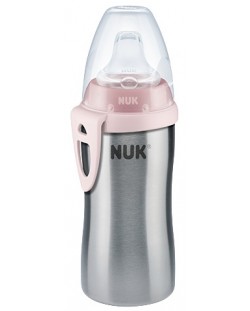 Шише със силиконов накрайник Nuk - Active Cup, с термо ефект, 215 ml, розово