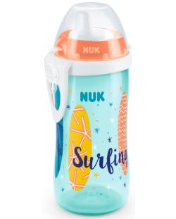 Шише с твърд накрайник Nuk - Kiddy Cup, 300 ml, Beach Time/оранжево