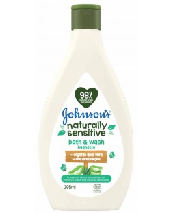 Шампоан за коса и тяло Johnson's - Naturally Sensitive, 395 ml