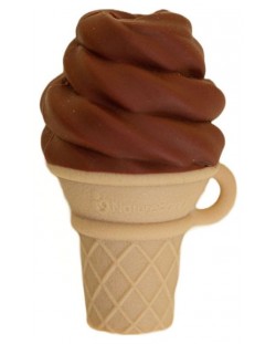 Силиконова гризалка NatureBond - С форма на сладолед, шоколад, с подарък клипс