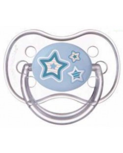 Силиконова залъгалка Canpol - Newborn Baby, с форма на черешка, 6-18 месеца, синя