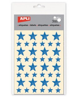 Комплект стикери APLI - Звездички, син звезден прах, 3 листа
