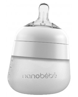 Силиконова бутилка Nanobebe - Flexy, 150 ml, бяла