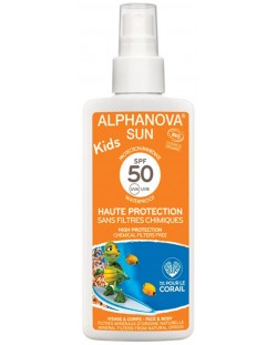 Слънцезащитно мляко за деца Alphanova Kids - Sun, Спрей, SPF 50, 125 g