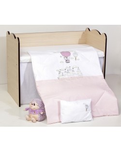 Спален комплект с бродерия Dizain Baby - Замък, 4 части, 60 х 120