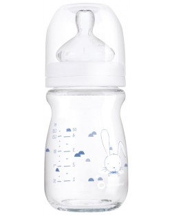 Стъклена бутилка Bebe Confort - Emotion, 130 ml, 0-6м, Sweet Bunny