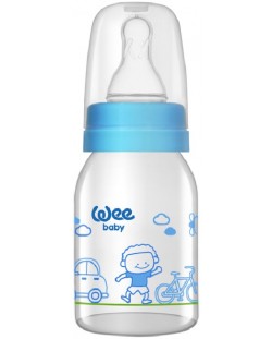 Стъклено шише Wee Baby Classic, 125 ml, синьо