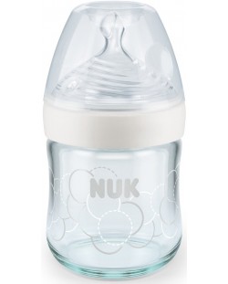  Стъклено шише  Nuk Nature Sense, 120 ml, с биберон, бяло