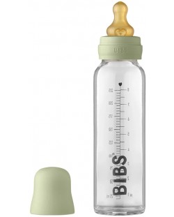Стъклена бебешка бутилка с аксесоари Bibs - 225 ml, зелена
