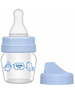 Стъклено шише Wee Baby Mini, с 2 накрайника, 30 ml, синьо 