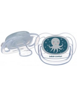 Светещи силиконови залъгалки Bebe Confort - Physio Air, 2 броя, 6-18м, Blue Octopus