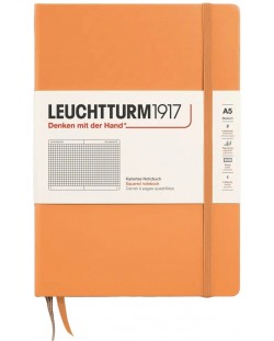 Тефтер Leuchtturm1917 New Colours - А5, страници на квадрачета, Apricot, твърди корици