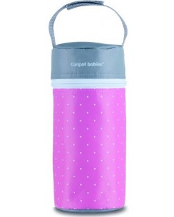 Термоопаковка за шише Canpol - Polka Dots, розово и сиво