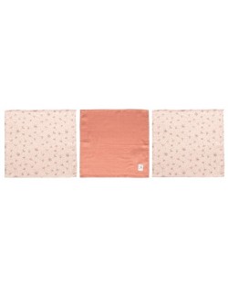 Тензухени пелени за лице Bebe-Jou - 32 x 32 cm, Wish Pink, 3 броя