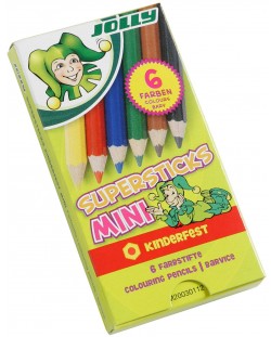 Цветни моливи Jolly Kinderfest - къси, 6 цвята
