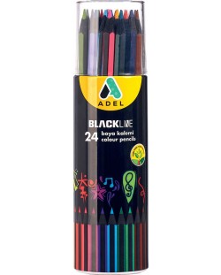 Цветни моливи Adel BlackLine, 24 цвята