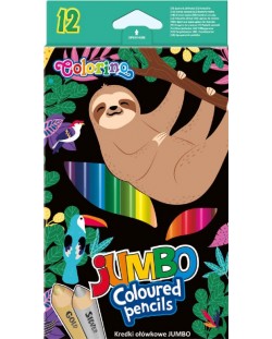 Цветни моливи Colorino - Jumbo Wildkid, 12 цвята