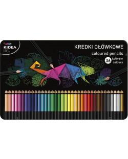 Цветни моливи Kidea - 36 цвята, в метална кутия 