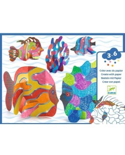 Творчески комплект Djeco - Направи три гигантски животни от хартия
