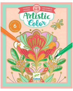Творчески комплект Djeco Artistic Color - Направи картини с флумастери, Цветя