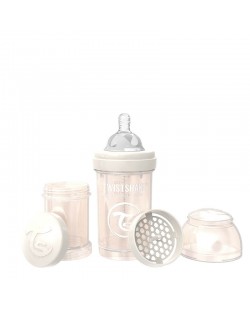 Бебешко шише против колики Twistshake Anti-Colic Pearl - Цвят шампанско, 180 ml