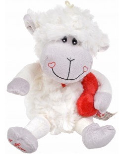 Плюшена играчка Morgenroth Plusch - Бяла овчица със сърце, 30 cm