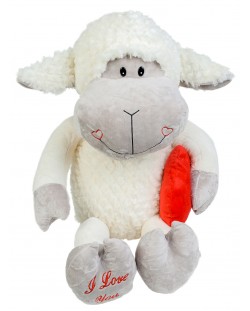 Плюшена играчка Morgenroth Plusch - Бяла овчица със сърце, 50 cm