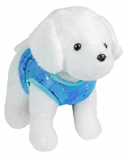 Плюшена играчка Morgenroth Plusch - Кученце със синьо елече, 28 cm
