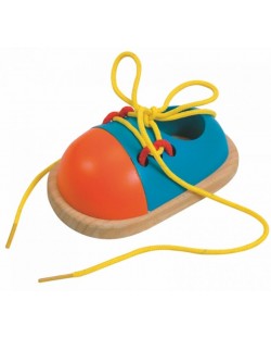 Дървена играчка Woody - Обувка с връзки за връзване