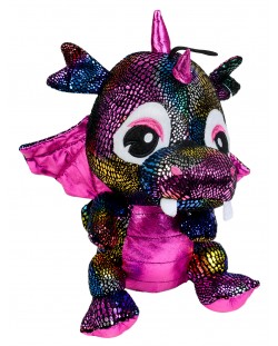 Плюшена играчка Morgenroth Plusch - Блестящо драконче с розово коремче, 25 cm
