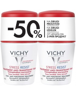 Vichy Deo Комплект - Рол-он дезодорант против изпотяване Stress Resist, 2 x 50 ml (Лимитирано)