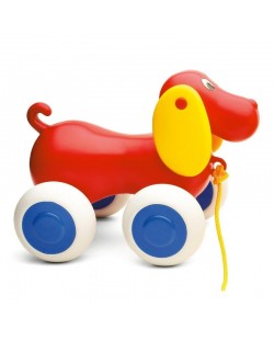 Viking Toys Кученце Бебе за дърпане - 25 см Червено
