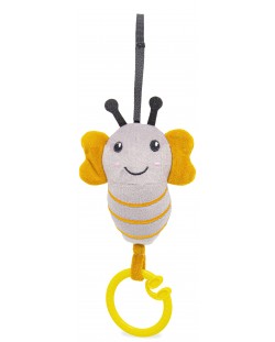 Вибрираща бебешка играчка BabyJem - Пчела, сива, 15 х 8 cm