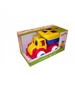 Viking Toys Товарен камион с фигурки за сортиране и 2 човечета - 25 см подаръчна кутия Жълт