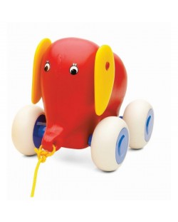 Viking Toys Слонче Бебе за дърпане - 14 см Червено
