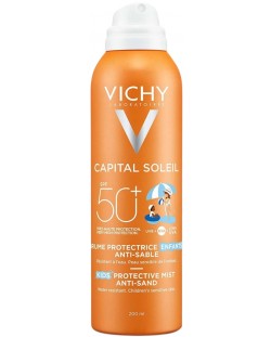  Vichy Capital Soleil Детски спрей срещу полепване на пясък, SPF 50+, 200 ml