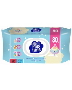 Влажни кърпички с капаче Baby Crema Play time - Cotton candy and Macarons, 80 броя